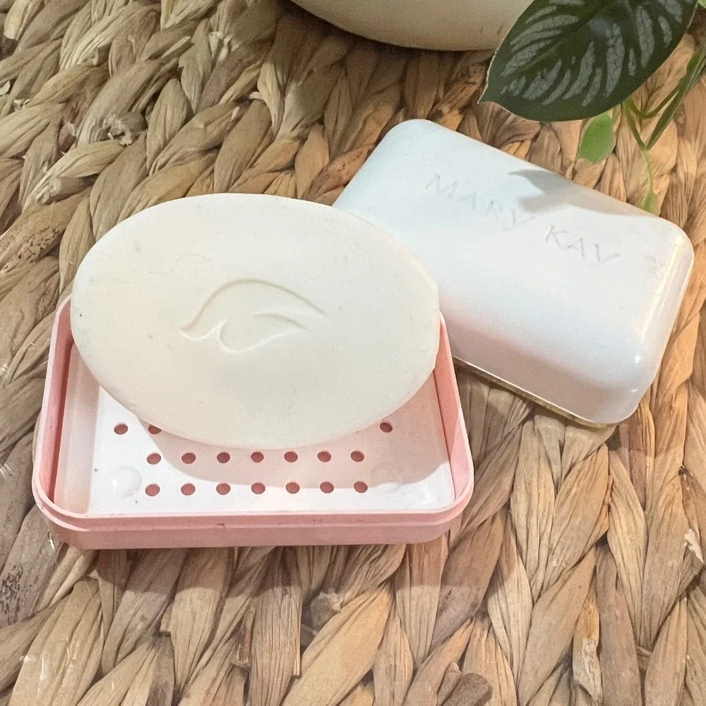 Mary Kay Soap Dish Compact Travel Case Vanity Container Pink‎ Gold Trim